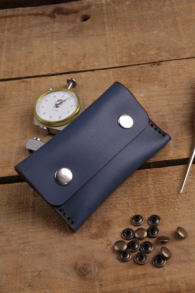 New Coast Leather 1900's Γνήσιο δέρμα 100% Χειροποίητη Μπλε Ανδρική Κάρτα