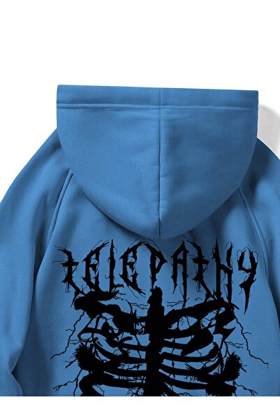 Adrift ROMWE Guys Skeleton Print Raglan Sleeve Drawstring Hoodie MAVİRENK