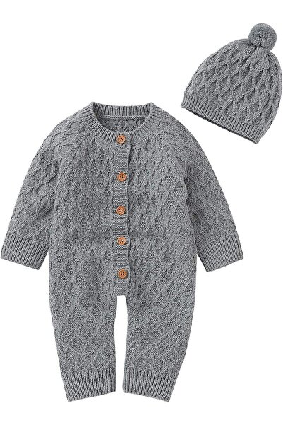 VipDeluXe Yenidoğan bebek örme Romper şapka seti bebek Snowsuit Bodysuit tulum erkek ve kızlar için