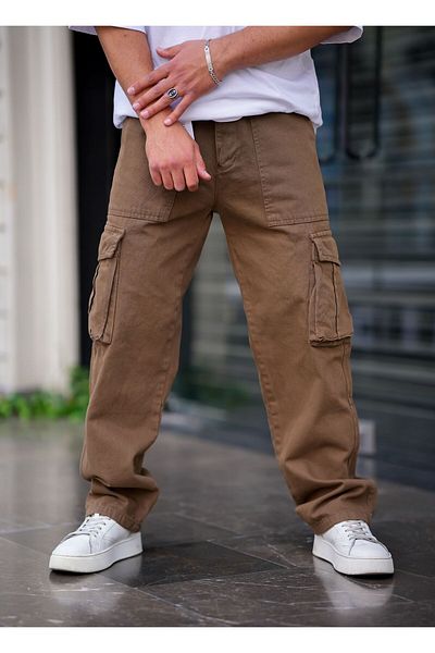 COOL TARZ Ανδρικό Cargo Pocket Baggy Παντελόνι Καφέ Χρώμα
