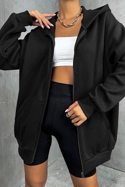 MODAGEN Unisex Oversize Zippered Sweat Cardigan