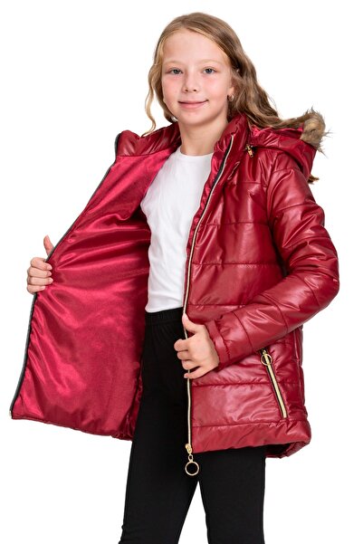 PRENSES KİDS Kürklü Kız Çocuk Şişme Mont CEPLİ VE KAPŞONLU