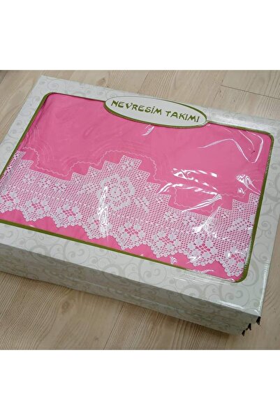 bursa çeyiz El Işi Dantelli? Nevresim Takimi Çarşafi Dantelli Fuşya Pembe