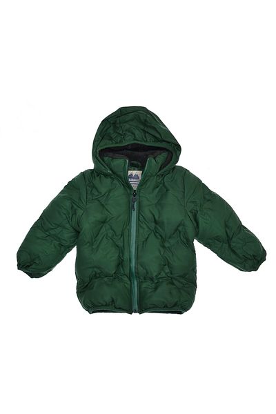 NSE COLLECTION Unisex Children's Green Color Diamond Patterned Puffer Jacket with Wool Inside and Hood