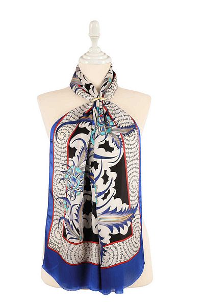 Bursa İpek Saks Golden Horn Pattern Silk Scarf