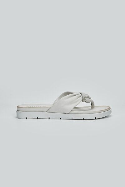 Valmenti Women's White Leather Flat Slippers