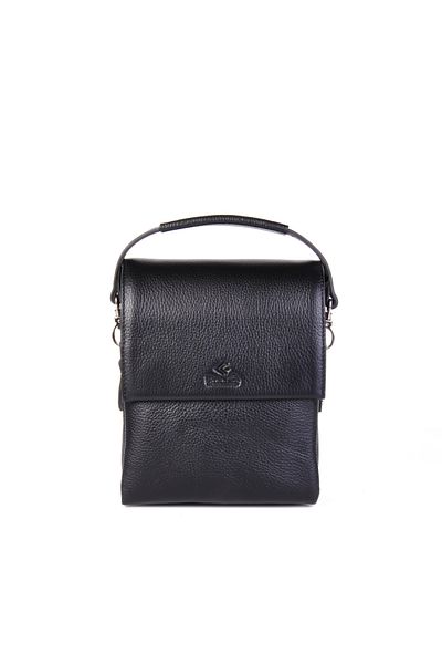 Eminsa Men's Black Genuine Leather Shoulder Bag