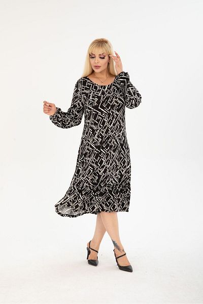 mami butik PLUS SIZE BELOW KNEE LONG SLEEVE SKIRT Ruffle DETAIL STYLISH POCKET VISCOSE COMBED DRESS