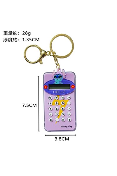 caddeoutlet Eğlenceli Çocuk Öğrenci Hesap Makinesi Arkası Oyunlu Çanta Aksesuarı Anahtarlık Karekterli mor