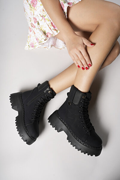 Riccon Gaearthel Kadın Bot 00121602 Dokulu Siyah