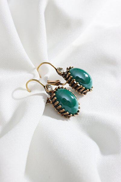 Süspüs Accessories YEŞİL OVAL OTANTİK KÜPE