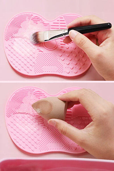 AYACO Covoraș de curățare a pensulelor de machiaj din silicon, pliabil, instr...