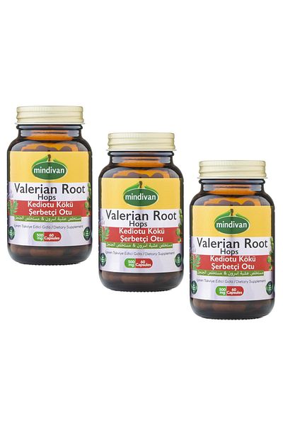 Mindivan Valerian Root Support Restful Sleep 500 mg 60 Capsules x3 Piece