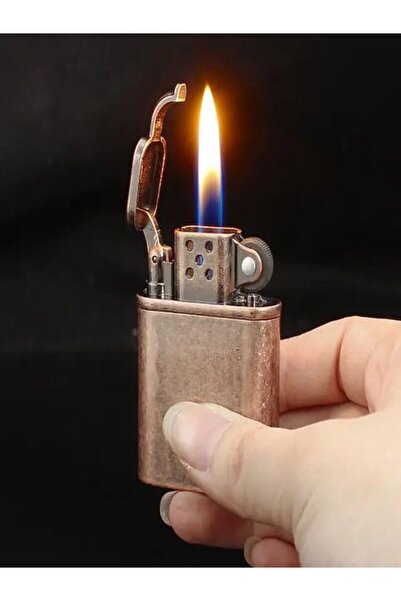 HK GİFT SHOP Bronzy Constantine Çakmak, Antik Stil, Ahşap Işçiliği Gazlı Çakmak