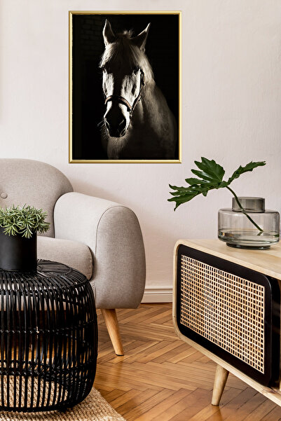 Linacci Gold Metal Camlı At Alüminyum Çerçeveli Poster