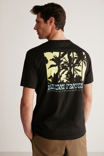 GRIMELANGE Jednoduché černé tričko Dexter Regular Black