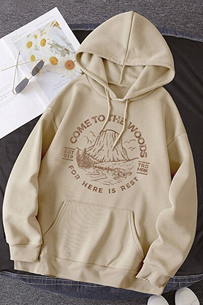 Trend Sizde Hanorac oversize, unisex, imprimat Come To The Woods