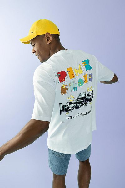 DeFacto Pink Floyd Comfort Fit Crew Neck Back Printed Short Sleeve T-Shirt A9244ax23sm