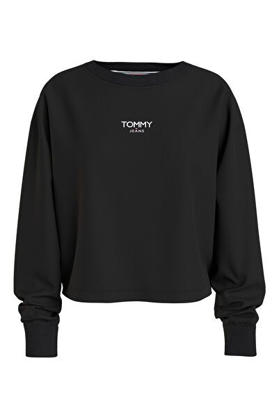 Tommy Jeans طاقم الرقبة البلوز المرأة السوداء DW0DW16393BDS