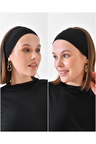 mirach 2 Pieces Black Hair Band Bonnet |   Wide Neck Wrap Flexible Sports Bandana Comfortable Use with Buckle