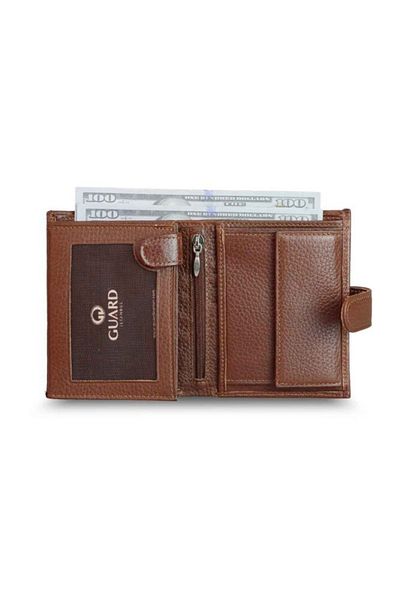 GUARD Multi-Compartment Placket Vertical Tan Leather Men's Wallet - GRD2403XW22516