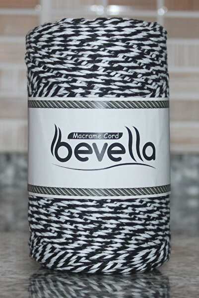Bevella Macrame Cord Pachet Negru Alb Ață Bumbac Martenitska Ață 200 gr