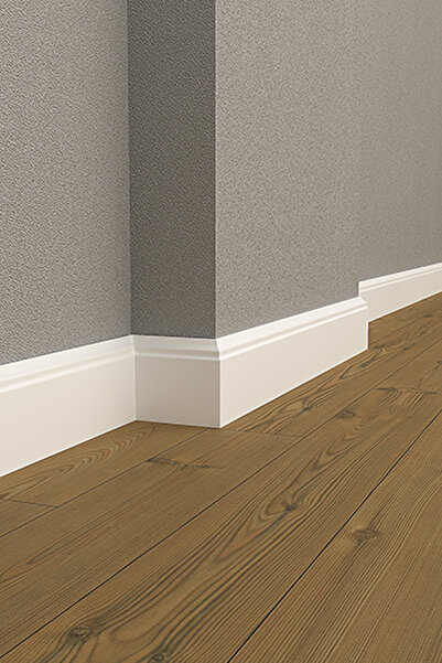 Dekoros 8 cm Beyaz Polimer Lake Süpürgelik Seti DSK-8015 ( 1 Pakette 24 Boy Vardır - Total 57,8 m )