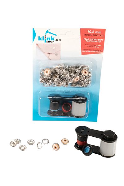 Klinkshop Yellow Evil Eye Beaded Pearlescent 10.5 Mm Snap Kit - With Hammer Application Apparatus - 25 Pieces Stainless Brass