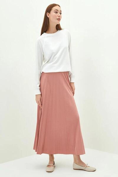 LC Waikiki Women's Elastic Waist Plain Pleated Skirt (W1)