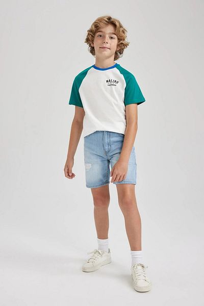 DeFacto Boy's Crew Neck Printed Short Sleeve T-Shirt A9301a823au