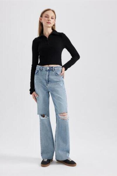 DeFacto Slim Fit Dik Yaka Yarım Fermuarlı Basic Kazak Z9241az23au