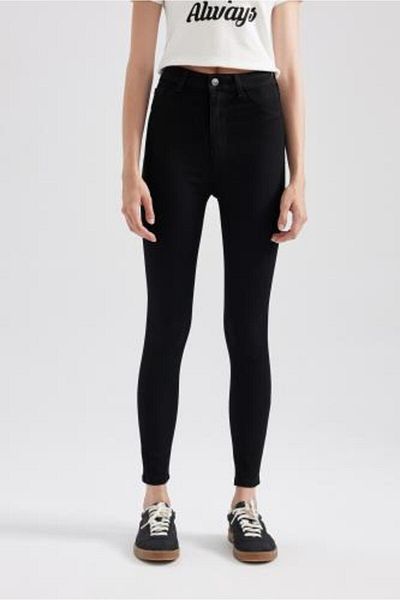DeFacto Jegging, hohe Taille, schmales Bein, Tasche, knöchellang, Basic, gerade Jeanshose A5819ax23au