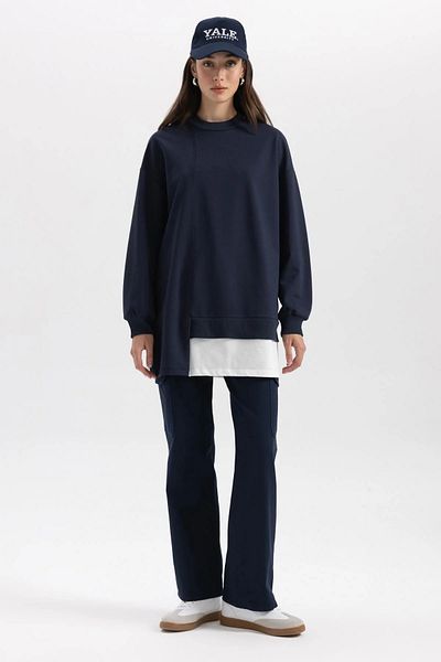 DeFacto Tunika z mikiny Regular Fit Crew Neck