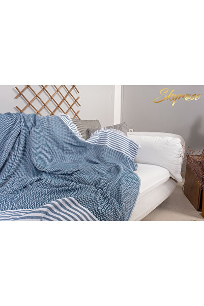 Skyrose Натуральний бавовняний чохол для дивана 170 X 210, шаль для дивана, нафтова зелень