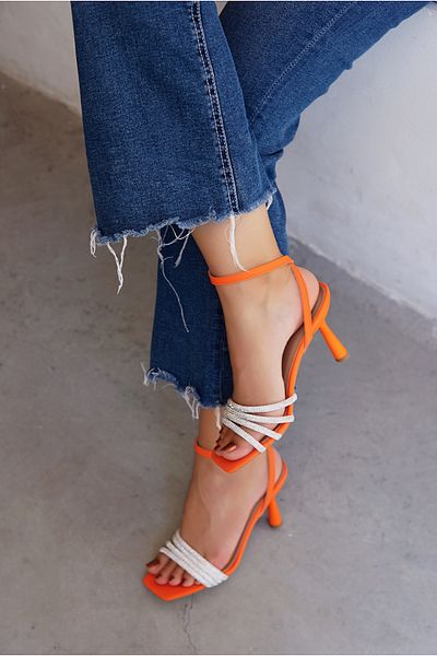 LAMİNTA Pantofi cu toc de damă Liora Orange Stone