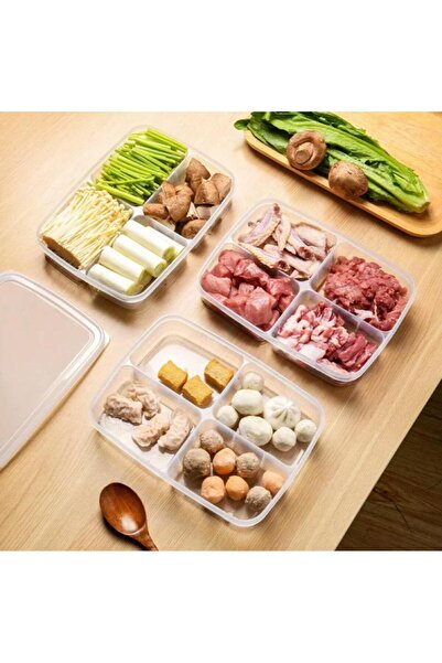 Bayev Large 3-Piece Frozen 4-Compartment Food Dispenser Meat and Vegetable Storage Container - Rosehead Meat Grinder Organizer