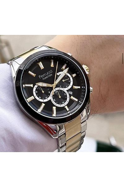 Ferrucci Men's Multifunctional Metal Band Wristwatch