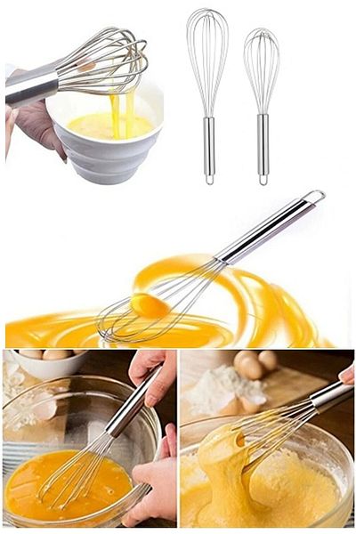 Bayev Stainless Metal Whisk Set - 2 Different Sizes, Egg and Yogurt Mixer Mixer