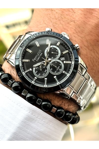 Ferrucci Functions Active Silver Color Steel Strap Waterproof Men's Wristwatch + bracelet