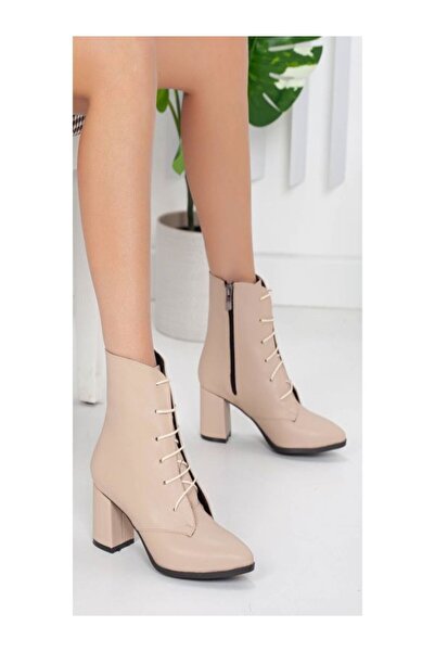 DARUGA Cizme de damă cu toc gros și cu șireturi cu vârf ascuțit