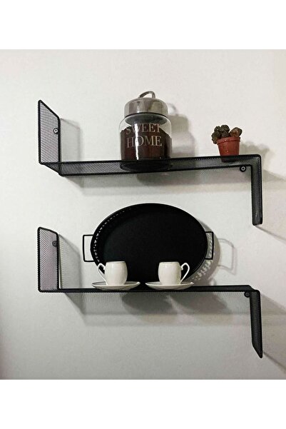 MG HOME TASARIM METAL DUVAR RAFI LEGOM Z RAF SİYAH METAL DÜZENLEYİCİ MUTFAK (...