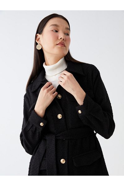 LC Waikiki Jachetă Blazer pentru femei LCW Modest Shirt Guler Tweed