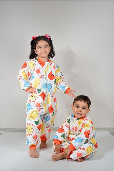 KİDSPİTİRCİK UNISEX CHILDREN'S COLORFUL THICK FIBER FILLED 2.5 TOG PATTERNED SLEEPING BAG