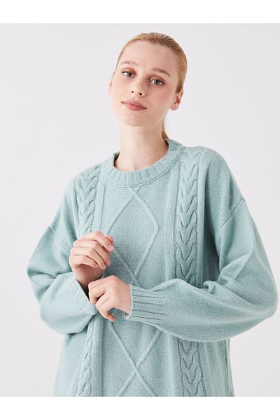 LC Waikiki Long Sleeve Crew Neck Patterned Women's Knitwear Sweater