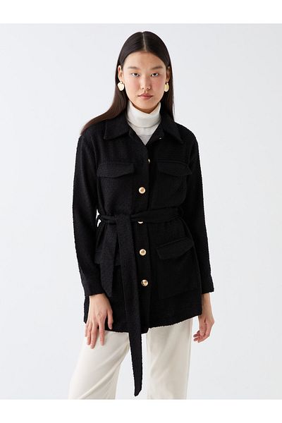 LC Waikiki Jachetă Blazer pentru femei LCW Modest Shirt Guler Tweed