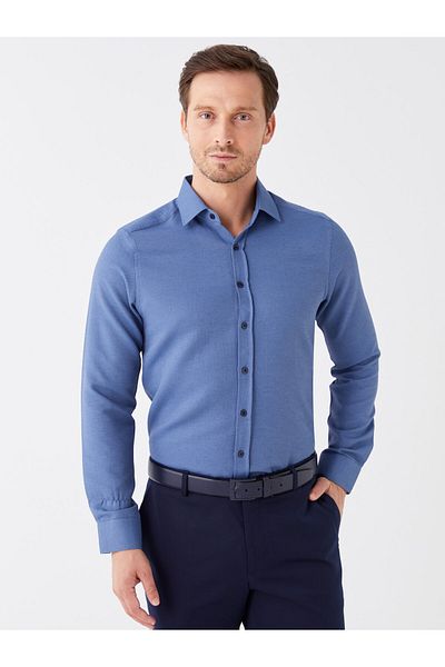 LC Waikiki Men's Shirt - Slim Fit, Long Sleeve, Dobby