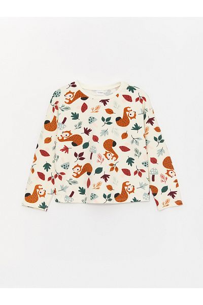 LC Waikiki Crew Neck - Σετ πιτζάμες με μακρυμάνικη στάμπα για κορίτσια