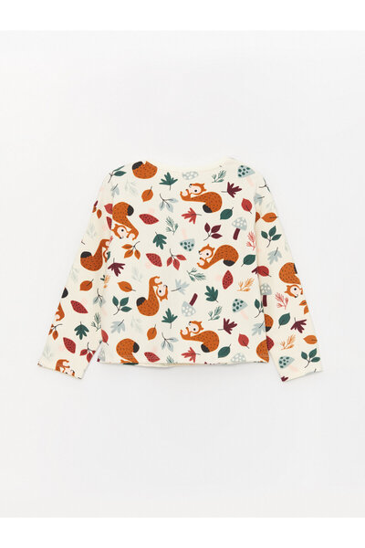 LC Waikiki Bisiklet Yaka Baskılı Uzun Kollu Kız Çocuk Pijama Takımı