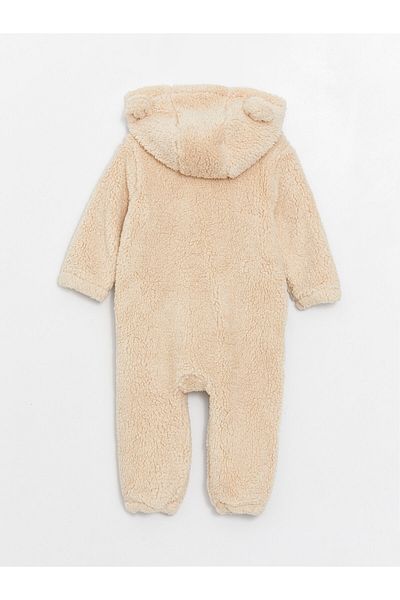 LC Waikiki Langärmliger Baby-Overall aus Plüsch mit Kapuze und Kapuze