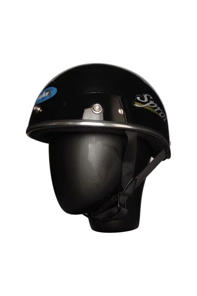 ebakbak Motosiklet ve Bisiklet Kaskı Abs Materıal Yarım Chopper Model Kask Vespa Scooter Black